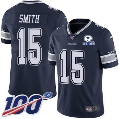 Nike Dallas Cowboys #15 Devin Smith Navy Blue Team Color Stitched With Established In 1960 Patch NFL 100th Season Vapor Untouchable Limited Jersey Me