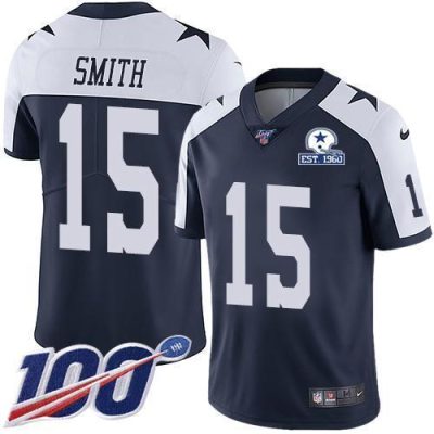 Nike Dallas Cowboys #15 Devin Smith Navy Blue Thanksgiving Stitched With Established In 1960 Patch NFL 100th Season Vapor Untouchable Limited Throwba