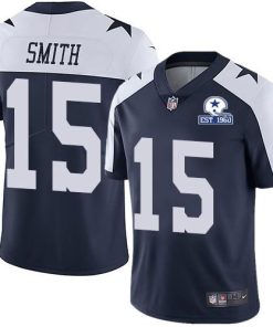 Nike Dallas Cowboys #15 Devin Smith Navy Blue Thanksgiving Stitched With Established In 1960 Patch NFL Vapor Untouchable Limited Throwback Jersey Men