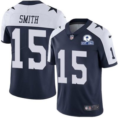 Nike Dallas Cowboys #15 Devin Smith Navy Blue Thanksgiving Stitched With Established In 1960 Patch NFL Vapor Untouchable Limited Throwback Jersey Men