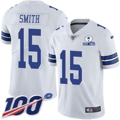 Nike Dallas Cowboys #15 Devin Smith White Stitched With Established In 1960 Patch NFL 100th Season Vapor Untouchable Limited Jersey