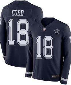 Nike Dallas Cowboys #18 Randall Cobb Navy Blue Team Color Stitched NFL Limited Therma Long Sleeve Jersey