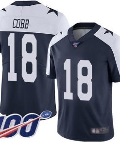 Nike Dallas Cowboys #18 Randall Cobb Navy Blue Thanksgiving Stitched NFL 100th Season Vapor Throwback Limited Jersey
