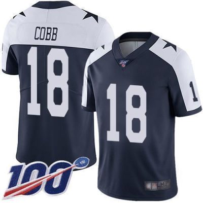 Nike Dallas Cowboys #18 Randall Cobb Navy Blue Thanksgiving Stitched NFL 100th Season Vapor Throwback Limited Jersey