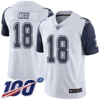 Nike Dallas Cowboys #18 Randall Cobb White Stitched NFL Limited Rush 100th Season Jersey
