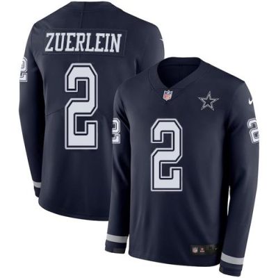 Nike Dallas Cowboys #2 Greg Zuerlein Navy Blue Team Color Stitched NFL Limited Therma Long Sleeve Jersey