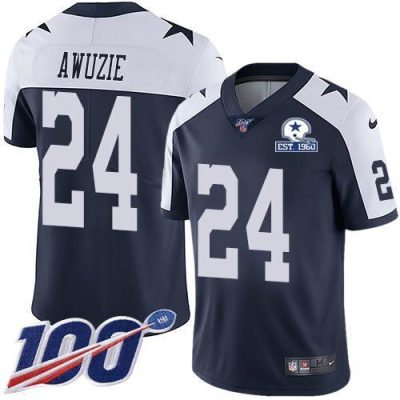 Nike Dallas Cowboys #24 Chidobe Awuzie Navy Blue Thanksgiving Stitched With Established In 1960 Patch NFL 100th Season Vapor Untouchable Limited Thro