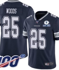 Nike Dallas Cowboys #25 Xavier Woods Navy Blue Team Color Stitched With Established In 1960 Patch NFL 100th Season Vapor Untouchable Limited Jersey M