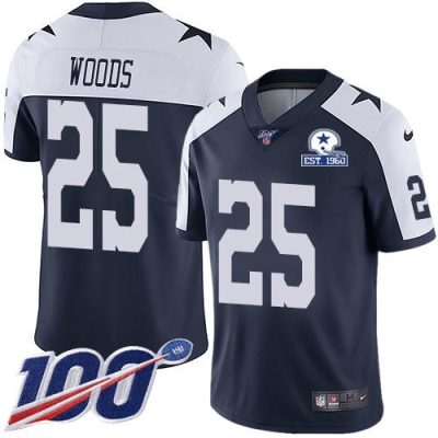 Nike Dallas Cowboys #25 Xavier Woods Navy Blue Thanksgiving Stitched With Established In 1960 Patch NFL 100th Season Vapor Untouchable Limited Throwb