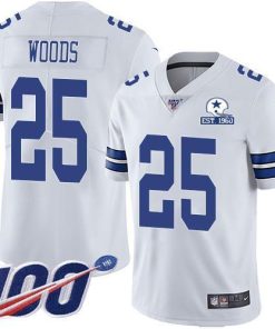 Nike Dallas Cowboys #25 Xavier Woods White Stitched With Established In 1960 Patch NFL 100th Season Vapor Untouchable Limited Jersey