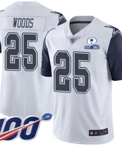 Nike Dallas Cowboys #25 Xavier Woods White Stitched With Established In 1960 Patch NFL Limited Rush 100th Season Jersey