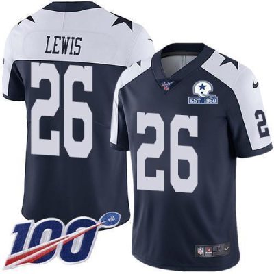 Nike Dallas Cowboys #26 Jourdan Lewis Navy Blue Thanksgiving Stitched With Established In 1960 Patch NFL 100th Season Vapor Untouchable Limited Throw