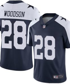 Nike Dallas Cowboys #28 Darren Woodson Navy Blue Thanksgiving Stitched NFL Vapor Untouchable Limited Throwback Jersey