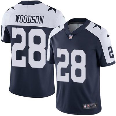 Nike Dallas Cowboys #28 Darren Woodson Navy Blue Thanksgiving Stitched NFL Vapor Untouchable Limited Throwback Jersey