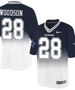 Nike Dallas Cowboys #28 Darren Woodson Navy Blue/White Stitched NFL Elite Fadeaway Fashion Jersey