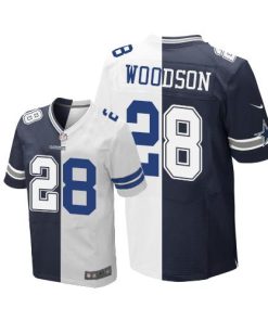 Nike Dallas Cowboys #28 Darren Woodson Navy Blue/White Stitched NFL Elite Split Jersey