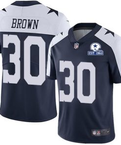 Nike Dallas Cowboys #30 Anthony Brown Navy Blue Thanksgiving Stitched With Established In 1960 Patch NFL Vapor Untouchable Limited Throwback Jersey M