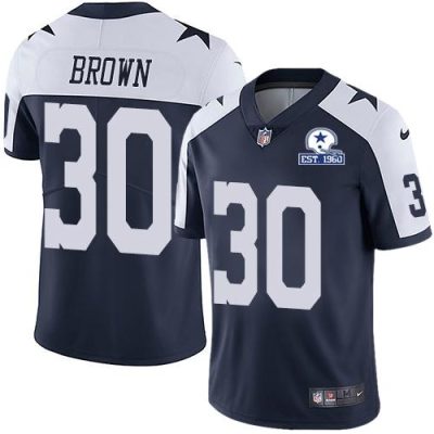 Nike Dallas Cowboys #30 Anthony Brown Navy Blue Thanksgiving Stitched With Established In 1960 Patch NFL Vapor Untouchable Limited Throwback Jersey M
