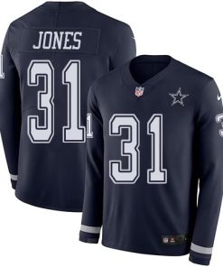 Nike Dallas Cowboys #31 Byron Jones Navy Blue Team Color Stitched NFL Limited Therma Long Sleeve Jersey
