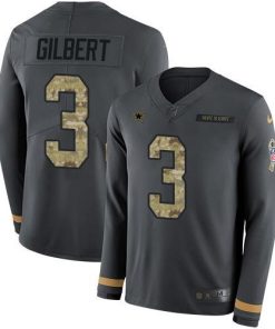 Nike Dallas Cowboys #3 Garrett Gilbert Anthracite Salute to Service Stitched NFL Limited Therma Long Sleeve Jersey