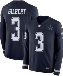 Nike Dallas Cowboys #3 Garrett Gilbert Navy Blue Team Color Stitched NFL Limited Therma Long Sleeve Jersey