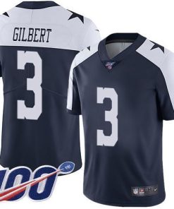 Nike Dallas Cowboys #3 Garrett Gilbert Navy Blue Thanksgiving Stitched NFL 100th Season Vapor Throwback Limited Jersey