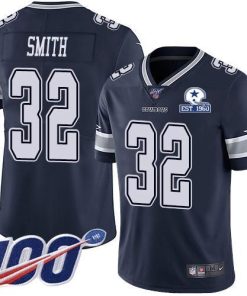 Nike Dallas Cowboys #32 Saivion Smith Navy Blue Team Color Stitched With Established In 1960 Patch NFL 100th Season Vapor Untouchable Limited Jersey