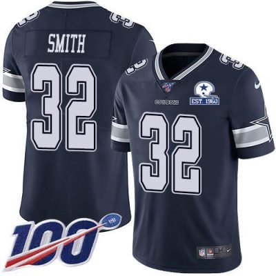 Nike Dallas Cowboys #32 Saivion Smith Navy Blue Team Color Stitched With Established In 1960 Patch NFL 100th Season Vapor Untouchable Limited Jersey