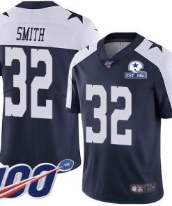 Nike Dallas Cowboys #32 Saivion Smith Navy Blue Thanksgiving Stitched With Established In 1960 Patch NFL 100th Season Vapor Untouchable Limited Throw