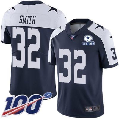 Nike Dallas Cowboys #32 Saivion Smith Navy Blue Thanksgiving Stitched With Established In 1960 Patch NFL 100th Season Vapor Untouchable Limited Throw