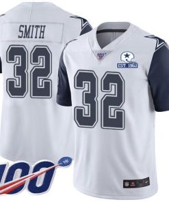 Nike Dallas Cowboys #32 Saivion Smith White Stitched With Established In 1960 Patch NFL Limited Rush 100th Season Jersey