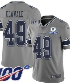 Nike Dallas Cowboys #49 Jamize Olawale Gray Stitched With Established In 1960 Patch NFL Limited Inverted Legend 100th Season Jersey