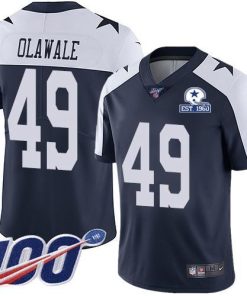 Nike Dallas Cowboys #49 Jamize Olawale Navy Blue Thanksgiving Stitched With Established In 1960 Patch NFL 100th Season Vapor Untouchable Limited Thro