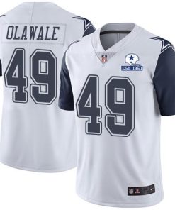 Nike Dallas Cowboys #49 Jamize Olawale White Stitched With Established In 1960 Patch NFL Limited Rush Jersey