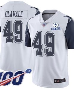 Nike Dallas Cowboys #49 Jamize Olawale White Stitched With Established In 1960 Patch NFL Limited Rush 100th Season Jersey