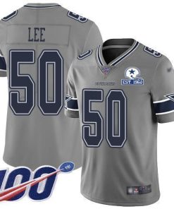 Nike Dallas Cowboys #50 Sean Lee Gray Stitched With Established In 1960 Patch NFL Limited Inverted Legend 100th Season Jersey