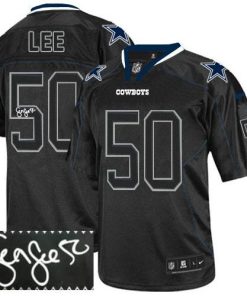 Nike Dallas Cowboys #50 Sean Lee Lights Out Black Stitched NFL Elite Autographed Jersey