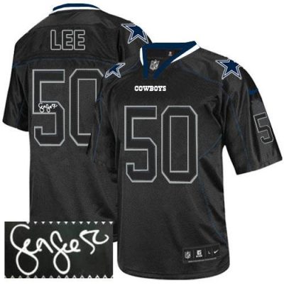 Nike Dallas Cowboys #50 Sean Lee Lights Out Black Stitched NFL Elite Autographed Jersey