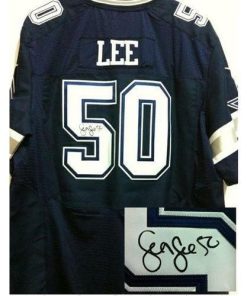 Nike Dallas Cowboys #50 Sean Lee Navy Blue Team Color Stitched NFL Elite Autographed Jersey