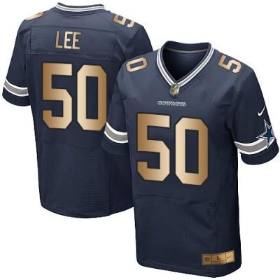 Nike Dallas Cowboys #50 Sean Lee Navy Blue Team Color Stitched NFL Elite Gold Jersey