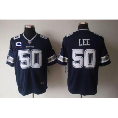 Nike Dallas Cowboys #50 Sean Lee Navy Blue Team Color With C Patch Stitched NFL Game Jersey