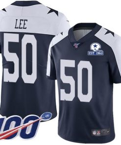 Nike Dallas Cowboys #50 Sean Lee Navy Blue Thanksgiving Stitched With Established In 1960 Patch NFL 100th Season Vapor Untouchable Limited Throwback