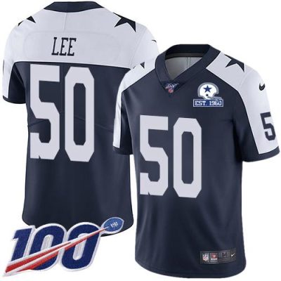Nike Dallas Cowboys #50 Sean Lee Navy Blue Thanksgiving Stitched With Established In 1960 Patch NFL 100th Season Vapor Untouchable Limited Throwback