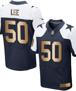 Nike Dallas Cowboys #50 Sean Lee Navy Blue Thanksgiving Throwback Stitched NFL Elite Gold Jersey