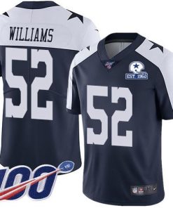 Nike Dallas Cowboys #52 Connor Williams Navy Blue Thanksgiving Stitched With Established In 1960 Patch NFL 100th Season Vapor Untouchable Limited Thr