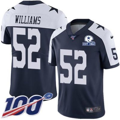 Nike Dallas Cowboys #52 Connor Williams Navy Blue Thanksgiving Stitched With Established In 1960 Patch NFL 100th Season Vapor Untouchable Limited Thr