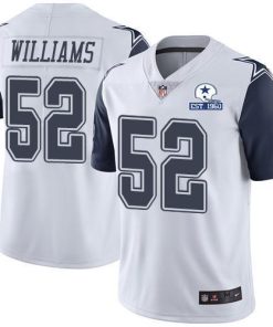 Nike Dallas Cowboys #52 Connor Williams White Stitched With Established In 1960 Patch NFL Limited Rush Jersey