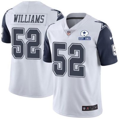 Nike Dallas Cowboys #52 Connor Williams White Stitched With Established In 1960 Patch NFL Limited Rush Jersey