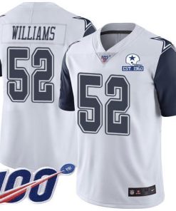 Nike Dallas Cowboys #52 Connor Williams White Stitched With Established In 1960 Patch NFL Limited Rush 100th Season Jersey