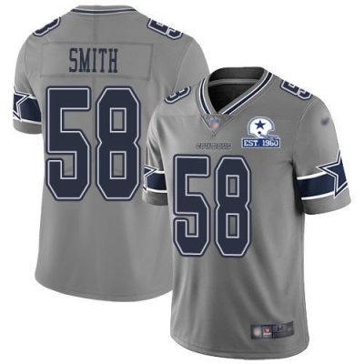 Nike Dallas Cowboys #58 Aldon Smith Gray Stitched With Established In 1960 Patch NFL Limited Inverted Legend Jersey